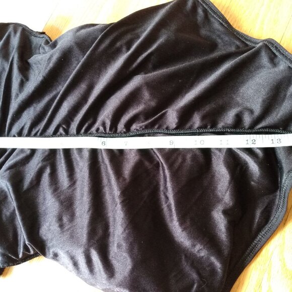 Vintage YSL Swimsuit Sz 14 Yves Saint Laurent Black Ruched 1 Piece Bathing Suit - Picture 6 of 16